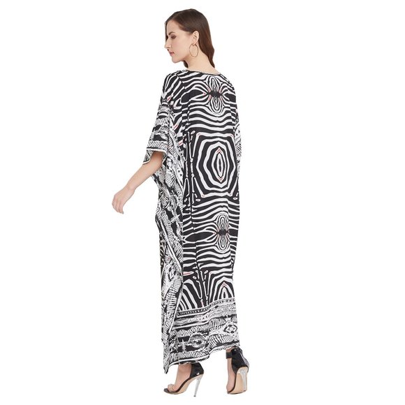 Women fashion Black Long Dress Kaftan Maxi Coverup - Picture 7 of 8
